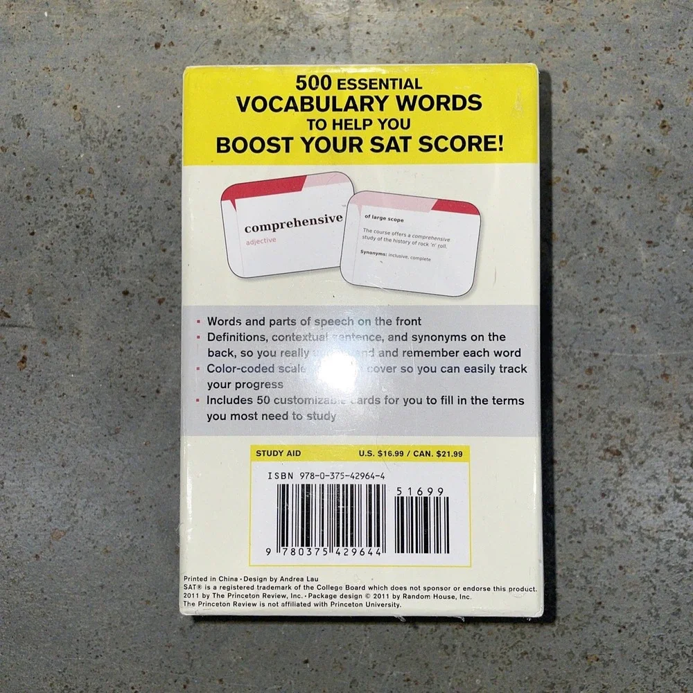 ESSENTIAL SAT VOCABULARY Princeton Review 500 Flashcards Test Prep NEW SEALED
